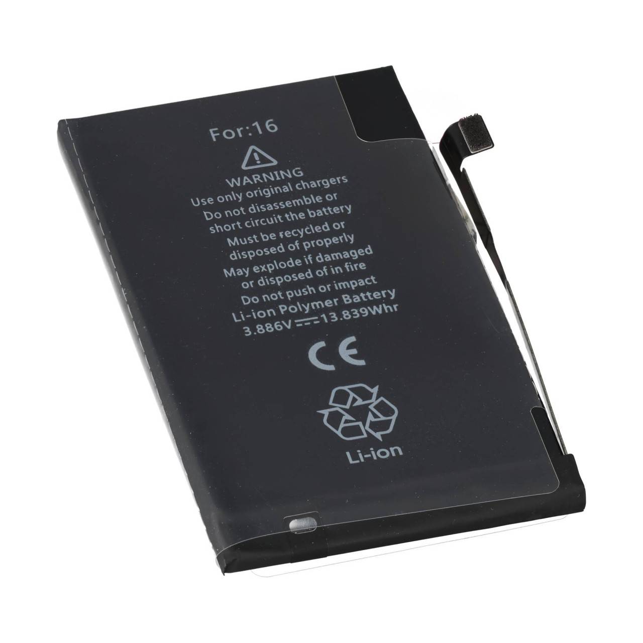Batteria compatibile con Apple iPhone 16, Li-Polymer, 3,88 V, 3561 mAh, 13,83 Wh-2