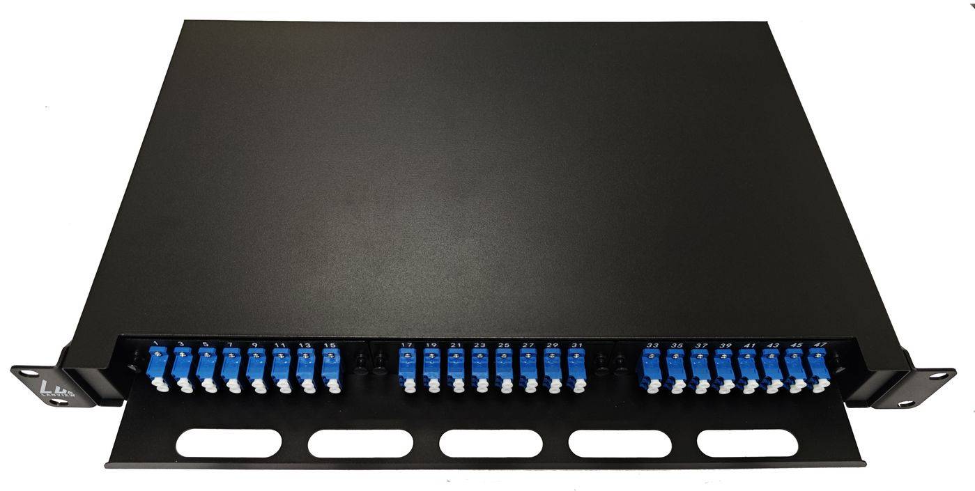 Lanview LVO-101020 Fiber Optic Sliding Panel ODF, 1U, LC, SM OS2, 48 Cores-0