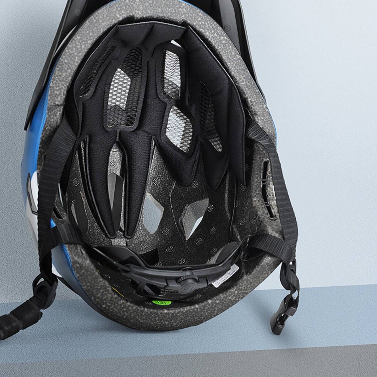 Casco da bici per bambini Rockbros 2 in 1 con mentoniera rimovibile, 12 prese d'aria, taglia S, blu-1