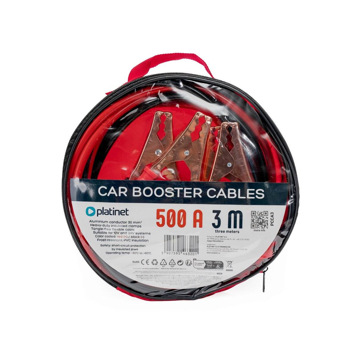 Cavi di avviamento Platinet PCCA3 500A per auto e furgoni, 3 m-1