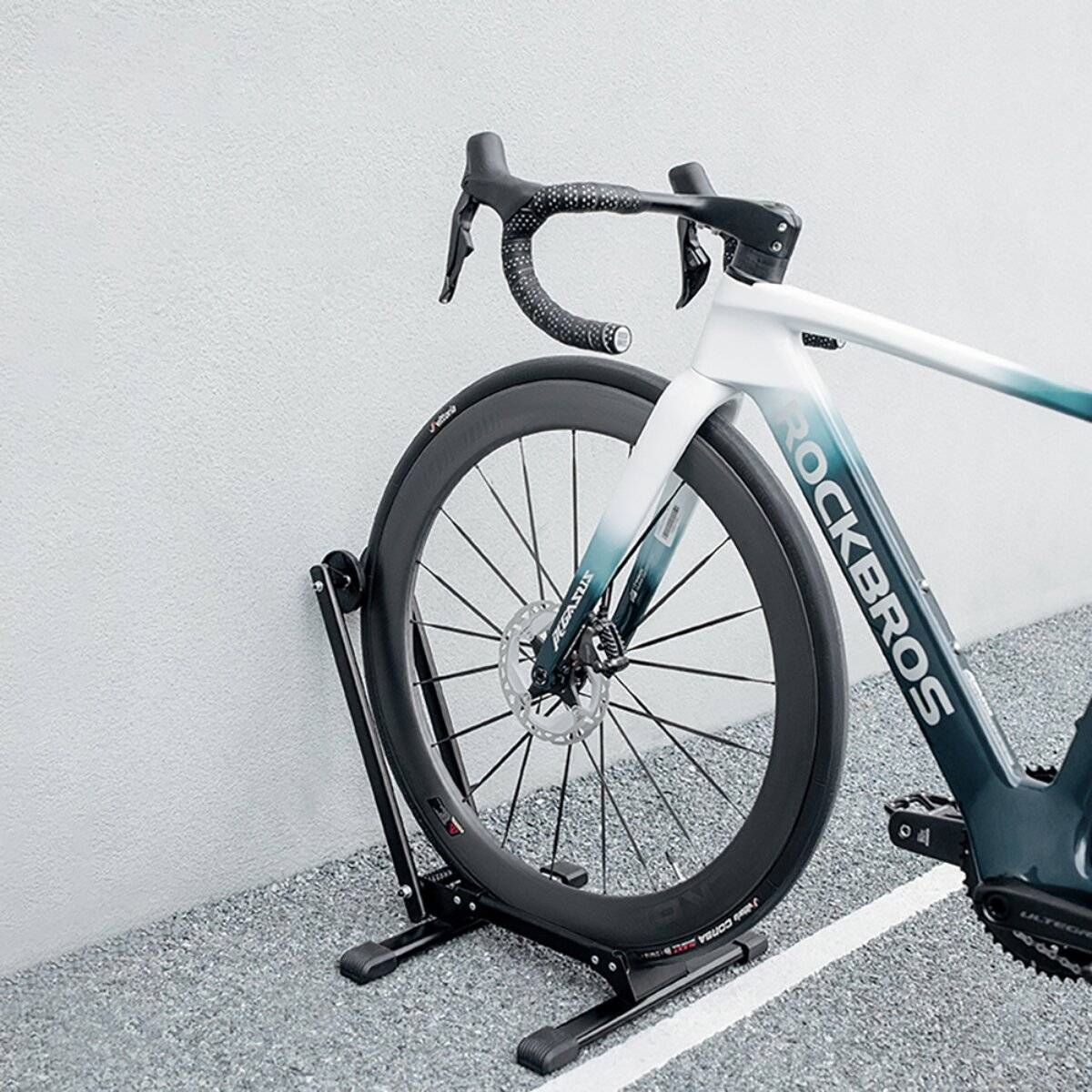 Cavalletto pieghevole per bicicletta in acciaio al carbonio Wozinsky WSR-01 per ruote da 20 a 29 pollici, nero-1