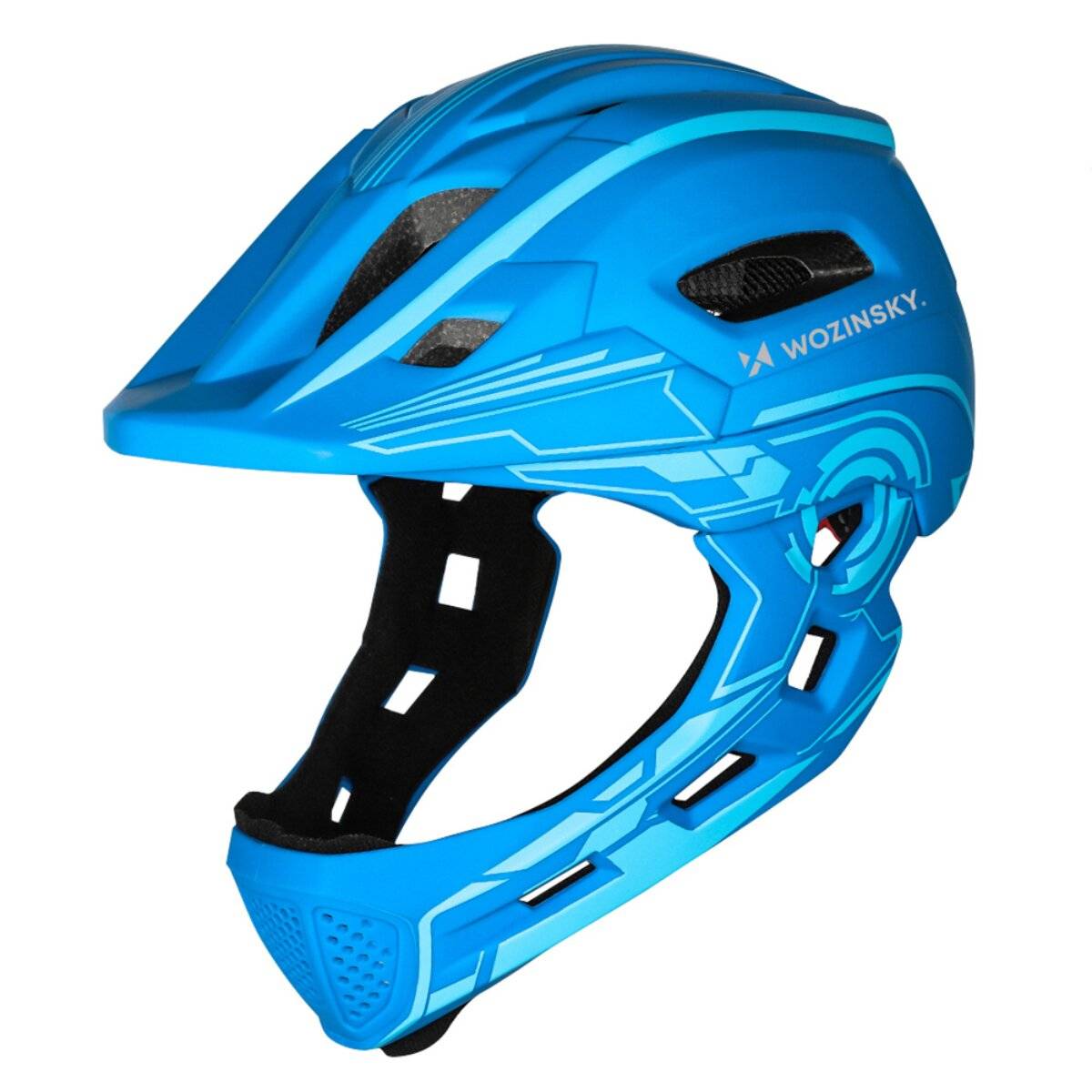 Casco integrale per bambini Wozinsky con luce posteriore USB, taglia S (52-56 cm), blu-0