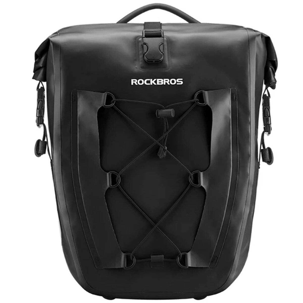 Borsa portabici impermeabile Rockbros con spazio di archiviazione variabile, nera-0