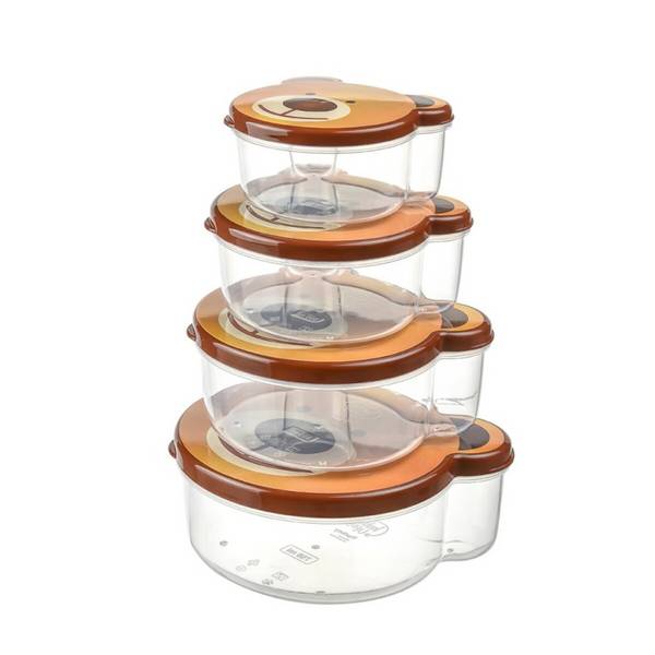 Contenitori portaoggetti per bambini - set da 4 con motivi animali, senza BPA e impilabili, orso