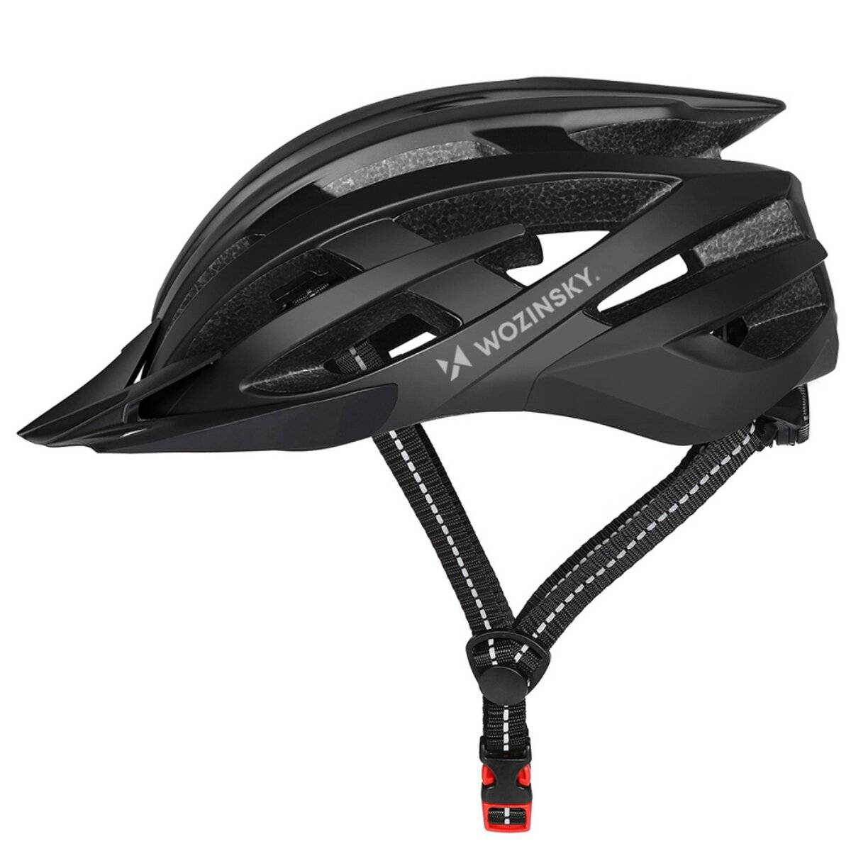 Casco da bicicletta Wozinsky MTB con luce posteriore USB, taglia L (57 x 62 cm), nero-2