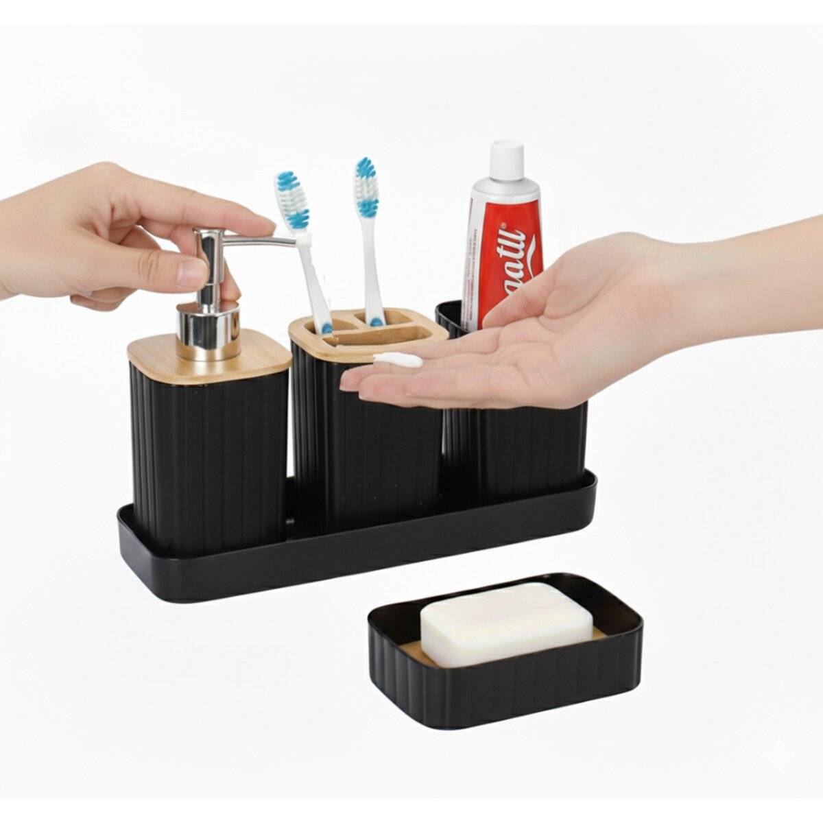 Set da bagno 5 pezzi – Accessori moderni per il bagno e il WC per gli ospiti-1