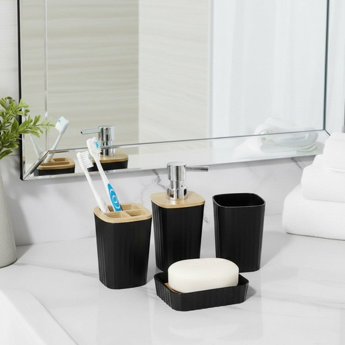 Set da bagno 5 pezzi – Accessori moderni per il bagno e il WC per gli ospiti-2