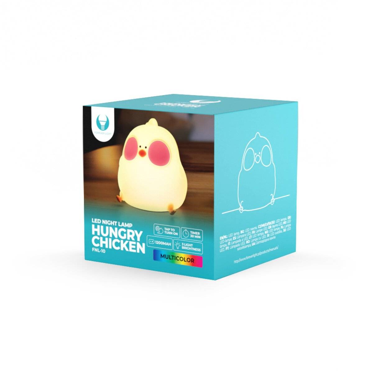 Forever Light HUNGRY CHICKEN FNL-10 Luce notturna a LED con batteria ricaricabile, bianco caldo-4