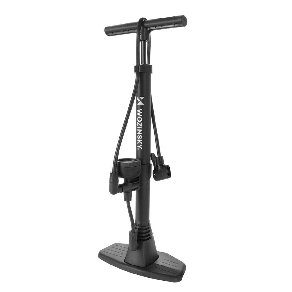 Pompa da pavimento Wozinsky WPR-02 Pompa per bicicletta 11 bar 160 psi Manometro Presta Schrader Set di accessori Nero-0