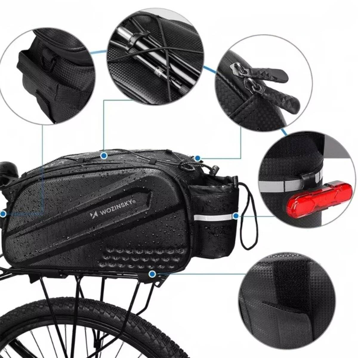 Borsa da bicicletta Wozinsky da 14 l con tasche laterali espandibili-3