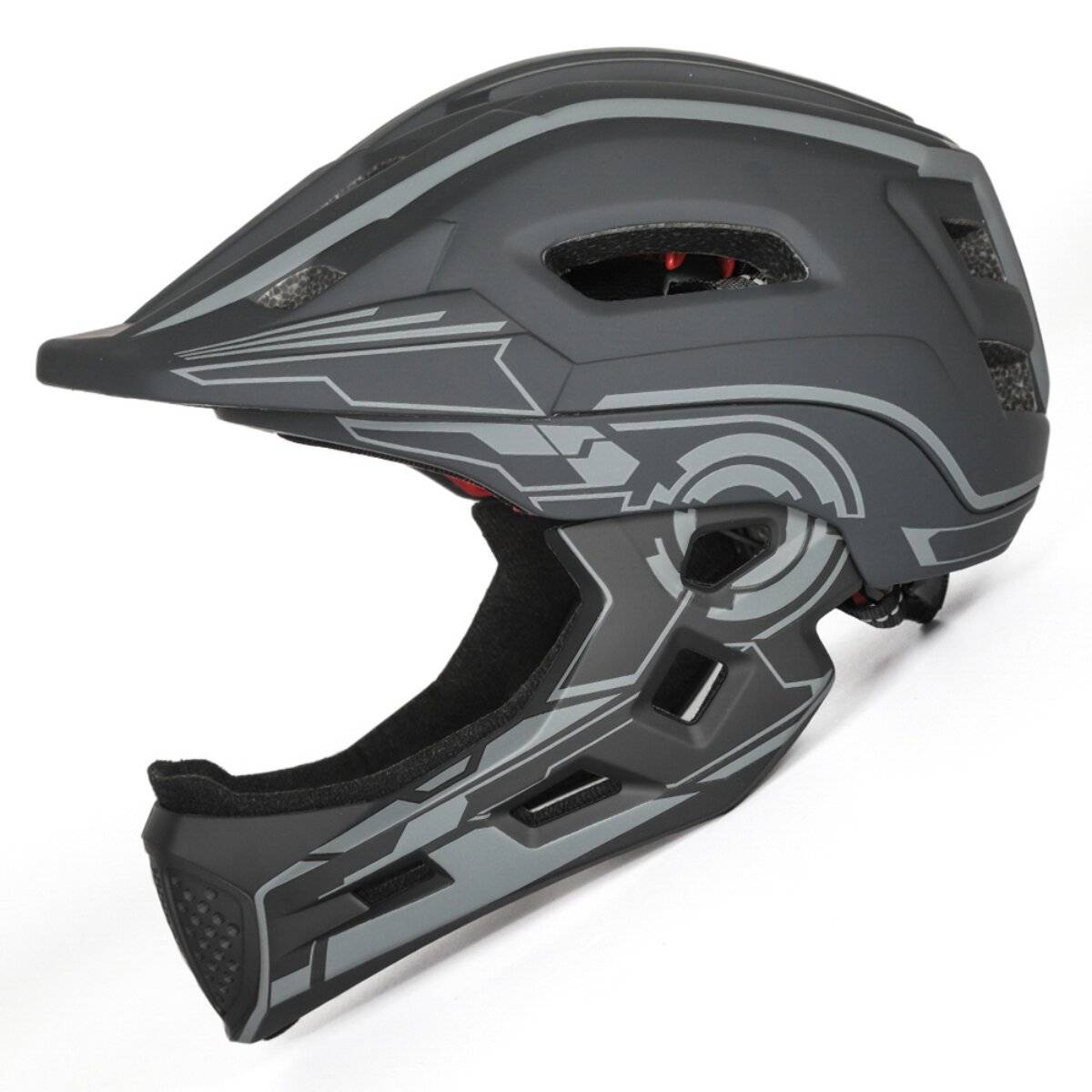 Casco integrale per bambini Wozinsky con luce posteriore USB, taglia S (52-56 cm), grigio-1