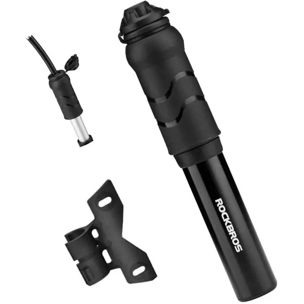 Mini pompa manuale Rockbros per biciclette 100 PSI con tubo per valvole Presta e Schrader-0