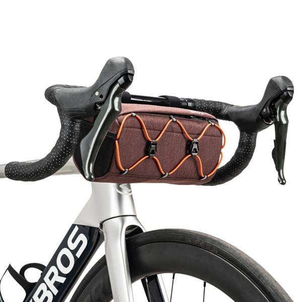 Borsa da manubrio Rockbros per bicicletta, 2,2 l, con tracolla e catarifrangenti, marrone