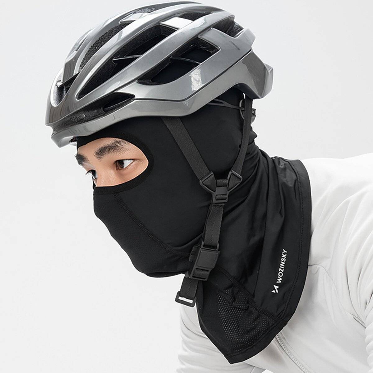 Wozinsky WKM-01B Passamontagna per Moto e Bicicletta, Traspirante, in Seta di Ghiaccio, Protezione UV e Polvere, Nero-1