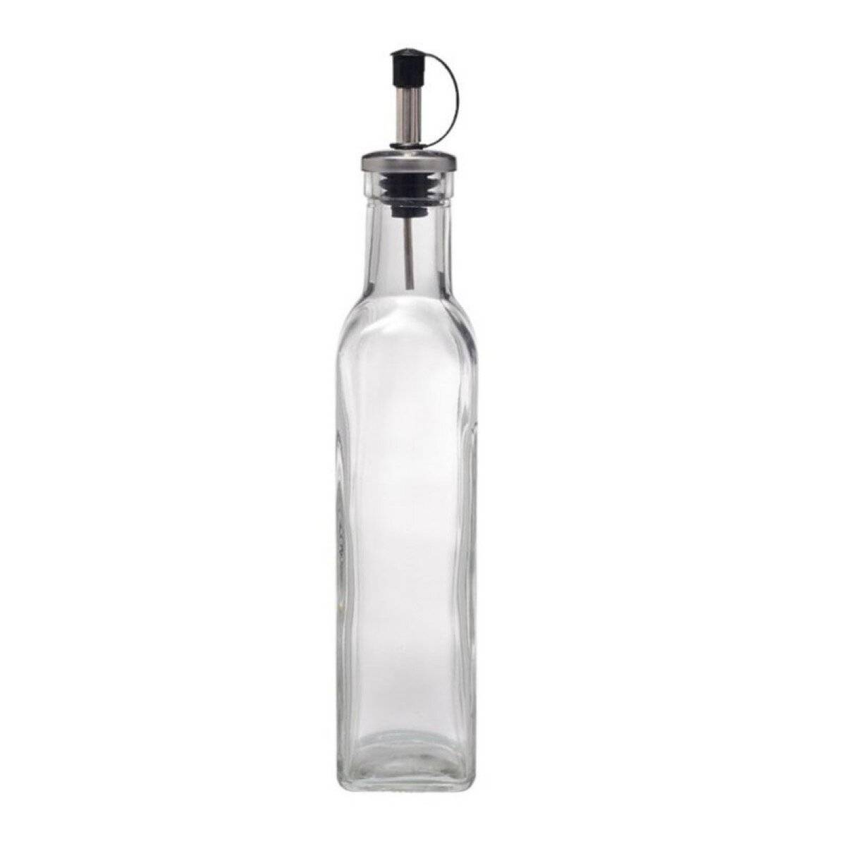 Oliera in vetro con dosatore in acciaio inox per olio e aceto - 250 ml-0