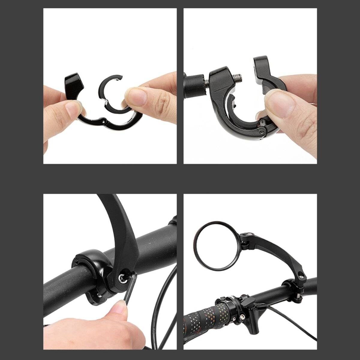Specchietto retrovisore per bicicletta Wozinsky WLR-01I sinistro 75 x 75 mm girevole a 360° nero-2