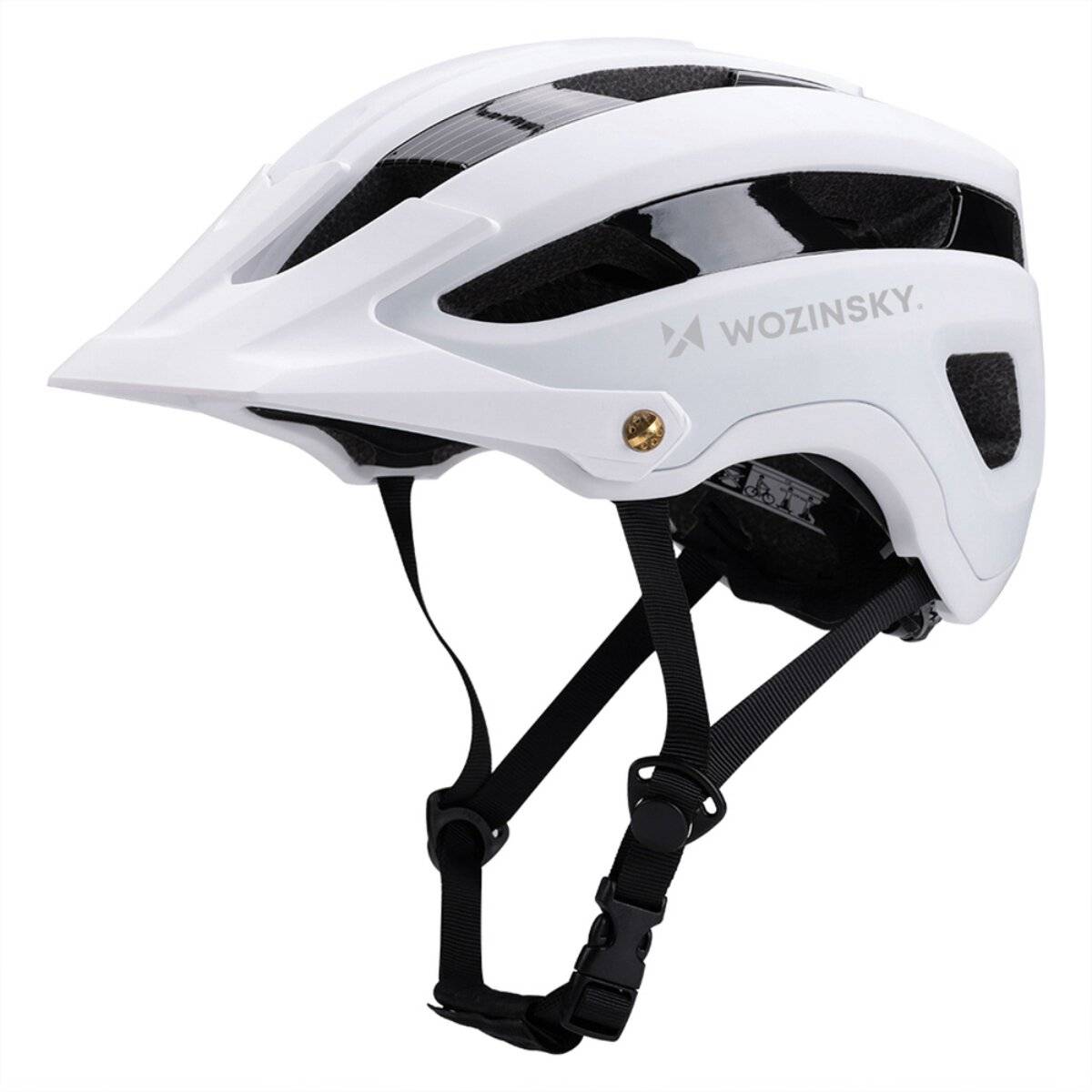 Casco da bicicletta Wozinsky MTB, taglia L (57 x 62 cm), leggero con ventilazione, nero e bianco-0