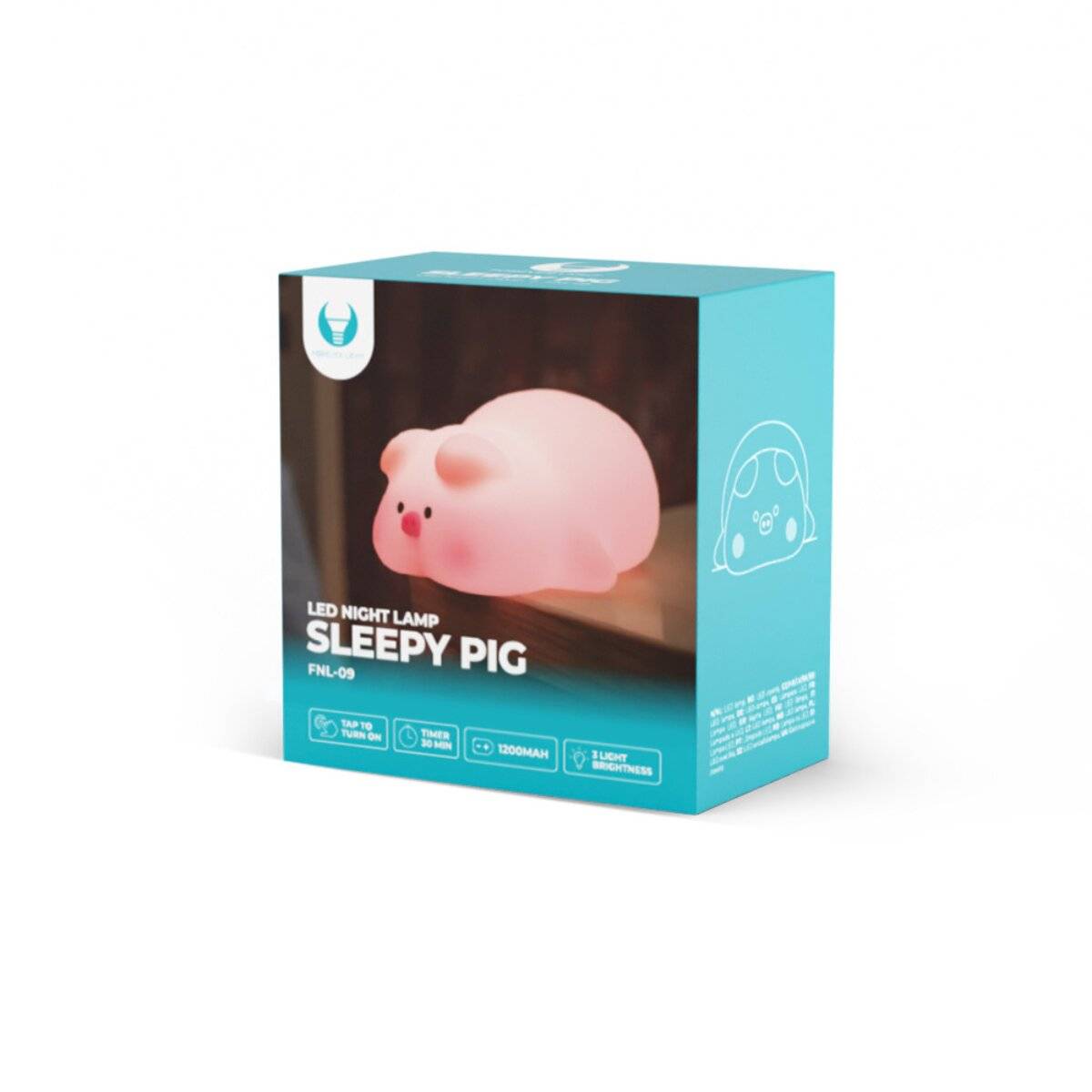 Forever Light SLEEPY PIG FNL-09 Luce notturna a LED con batteria ricaricabile, bianco caldo-4