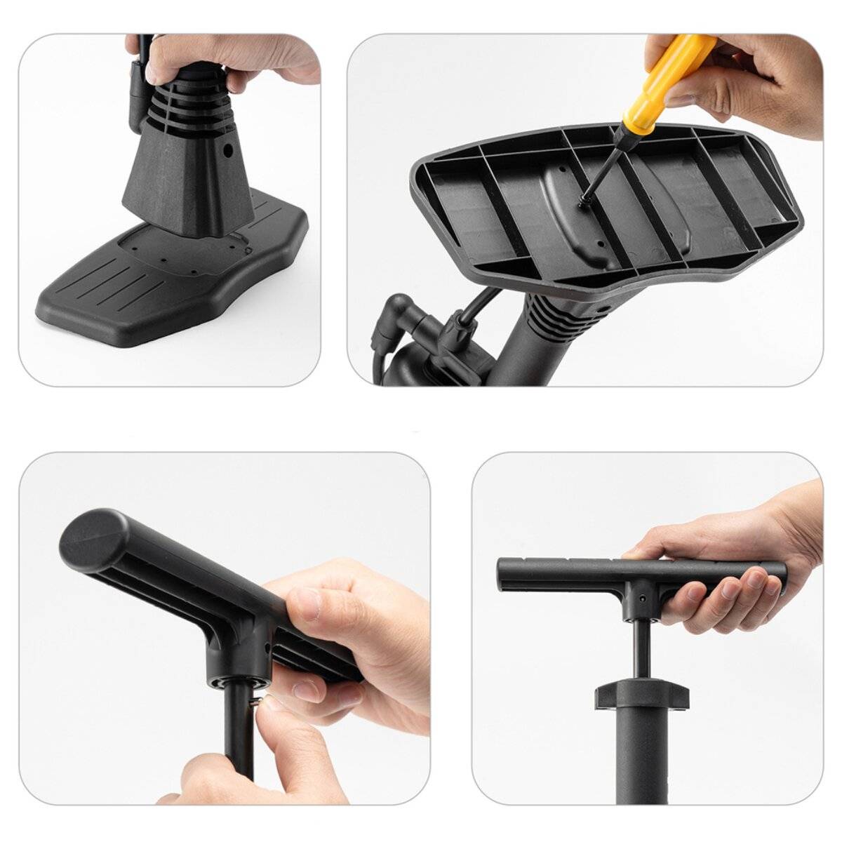 Pompa da pavimento Wozinsky WPR-02 Pompa per bicicletta 11 bar 160 psi Manometro Presta Schrader Set di accessori Nero-3