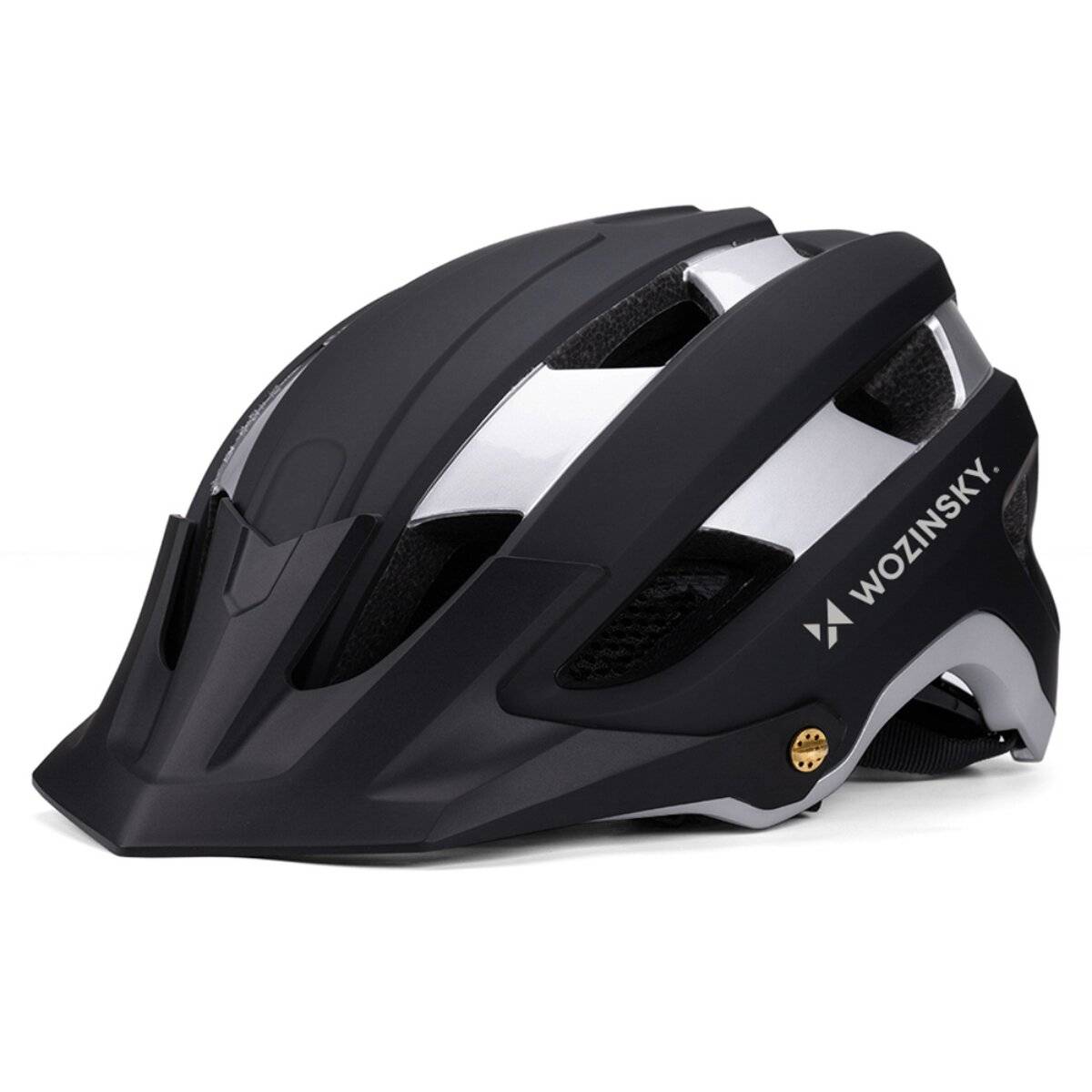 Casco da bicicletta Wozinsky MTB, taglia L (57 x 62 cm), leggero con ventilazione, nero-argento-4