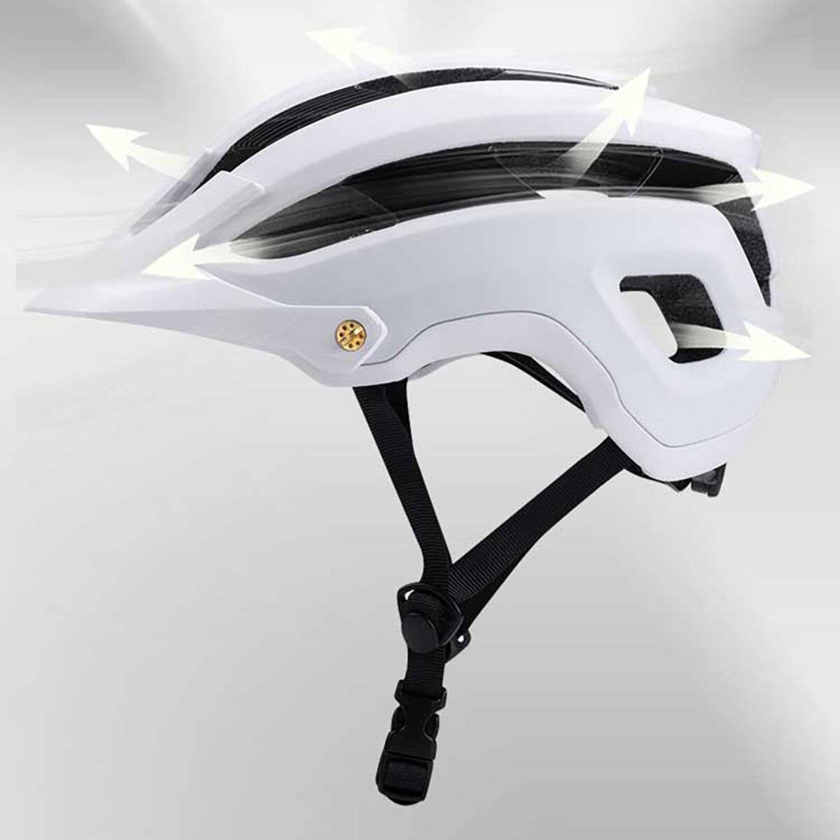 Casco da bicicletta Wozinsky MTB, taglia L (57 x 62 cm), leggero con ventilazione, nero e bianco-4