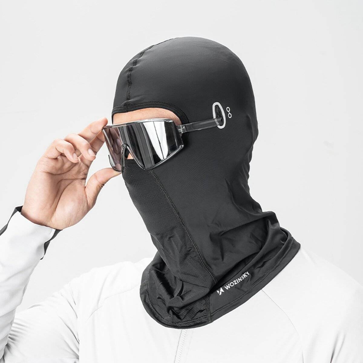 Wozinsky WKM-02B Passamontagna integrale con fori per occhiali, traspirante, invernale, per moto, bicicletta, nero-2
