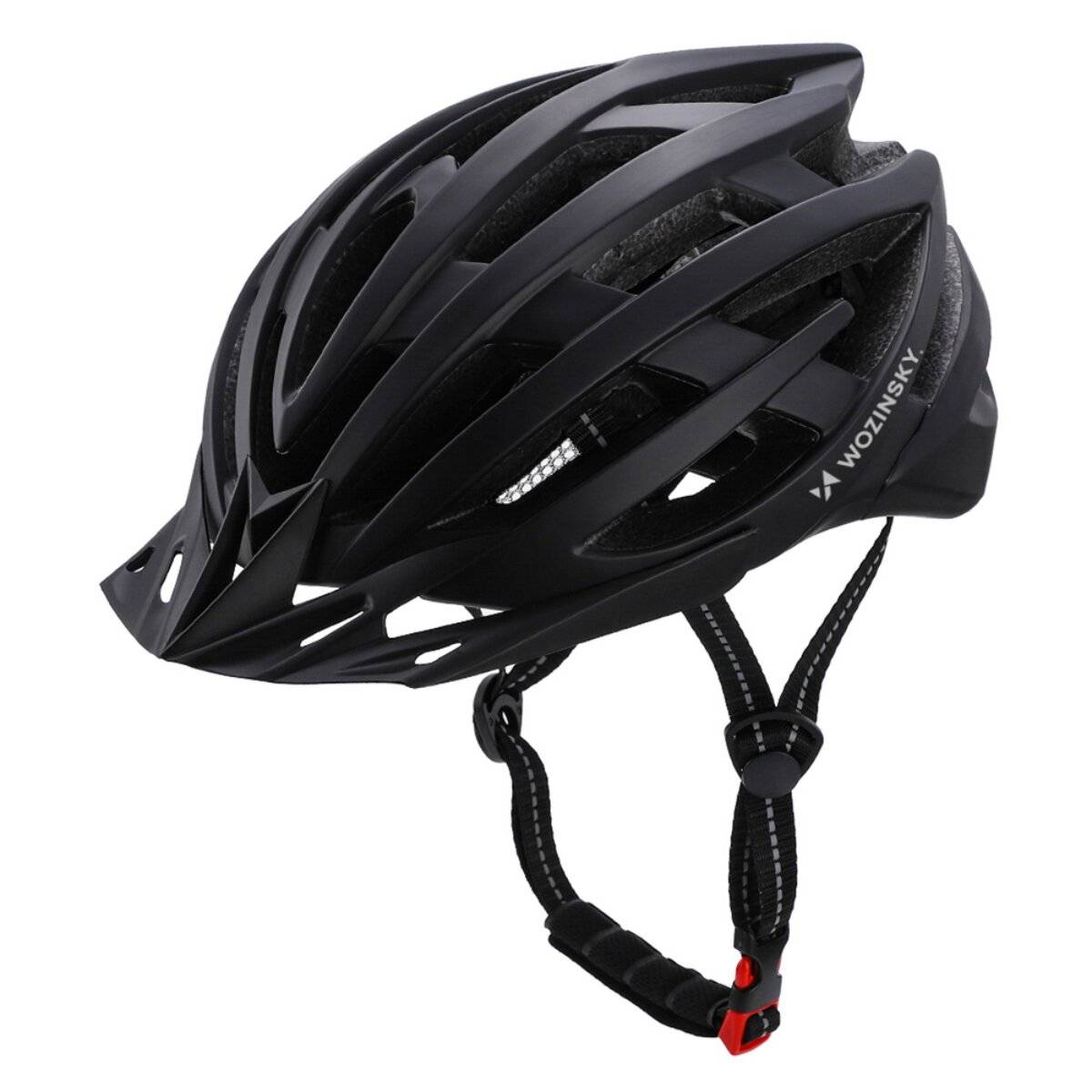 Casco da bicicletta Wozinsky MTB con luce posteriore USB, taglia L (57 x 62 cm), nero-0