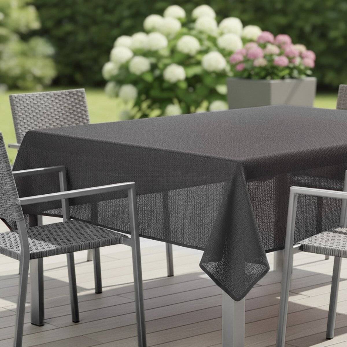 Tovaglia da giardino ø140 cm per giardino, terrazza e balcone - rotonda, impermeabile e facile da pulire, antracite-4