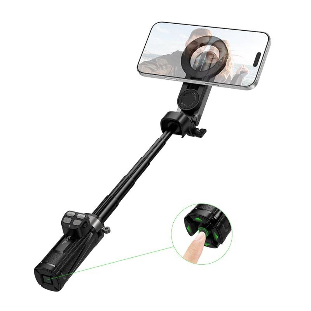 Hoco K27 PRO Treppiede per cellulare Live Stand magnetico universale con telecomando Bluetooth nero-2