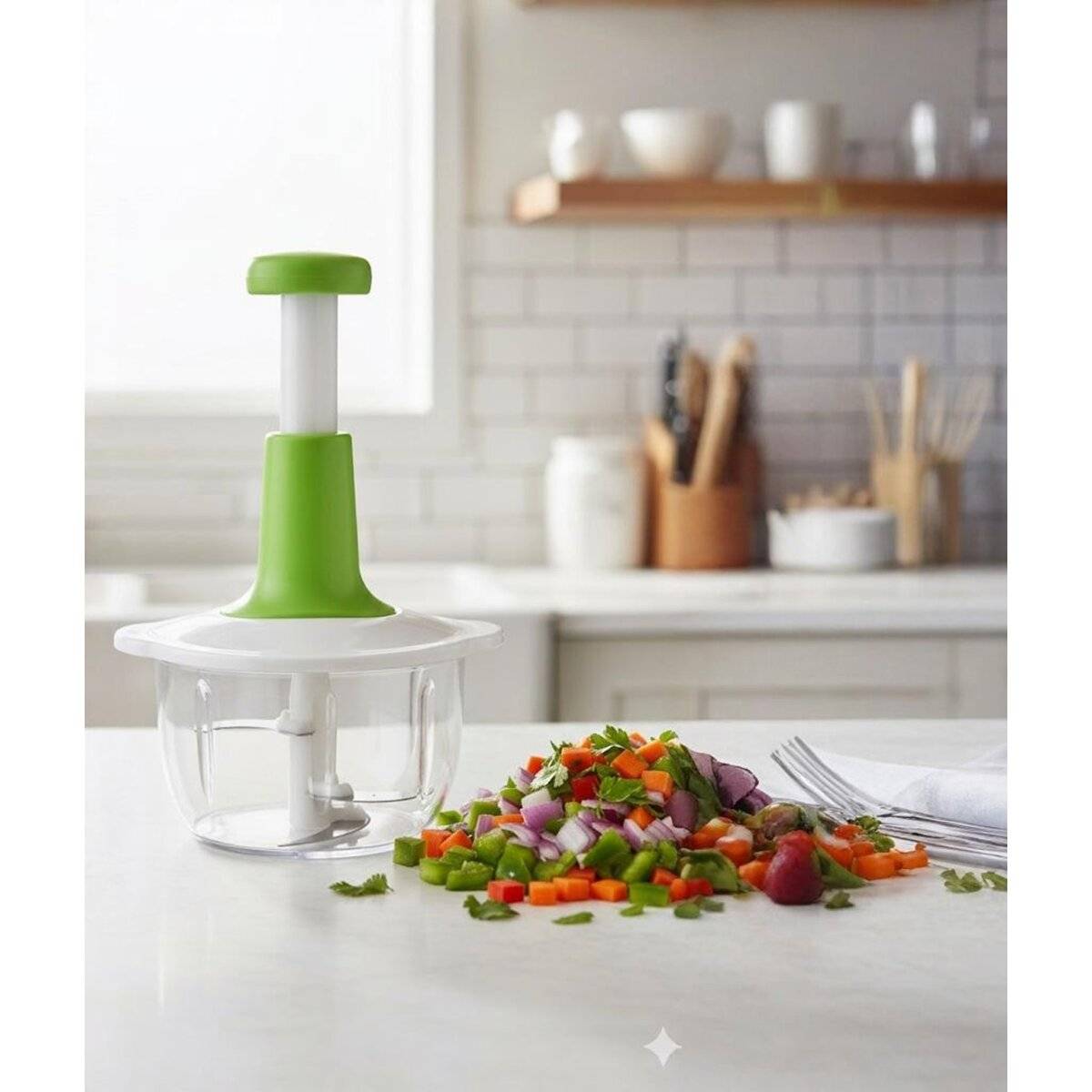 Multi-Cutter e tritatutto manuale - 2000 ml, bianco/verde-4