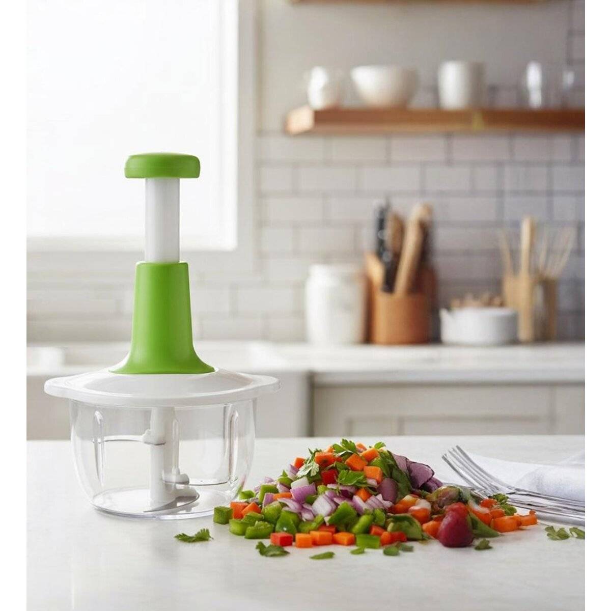 Multi-Cutter e tritatutto manuale - 1000 ml, bianco-verde-2