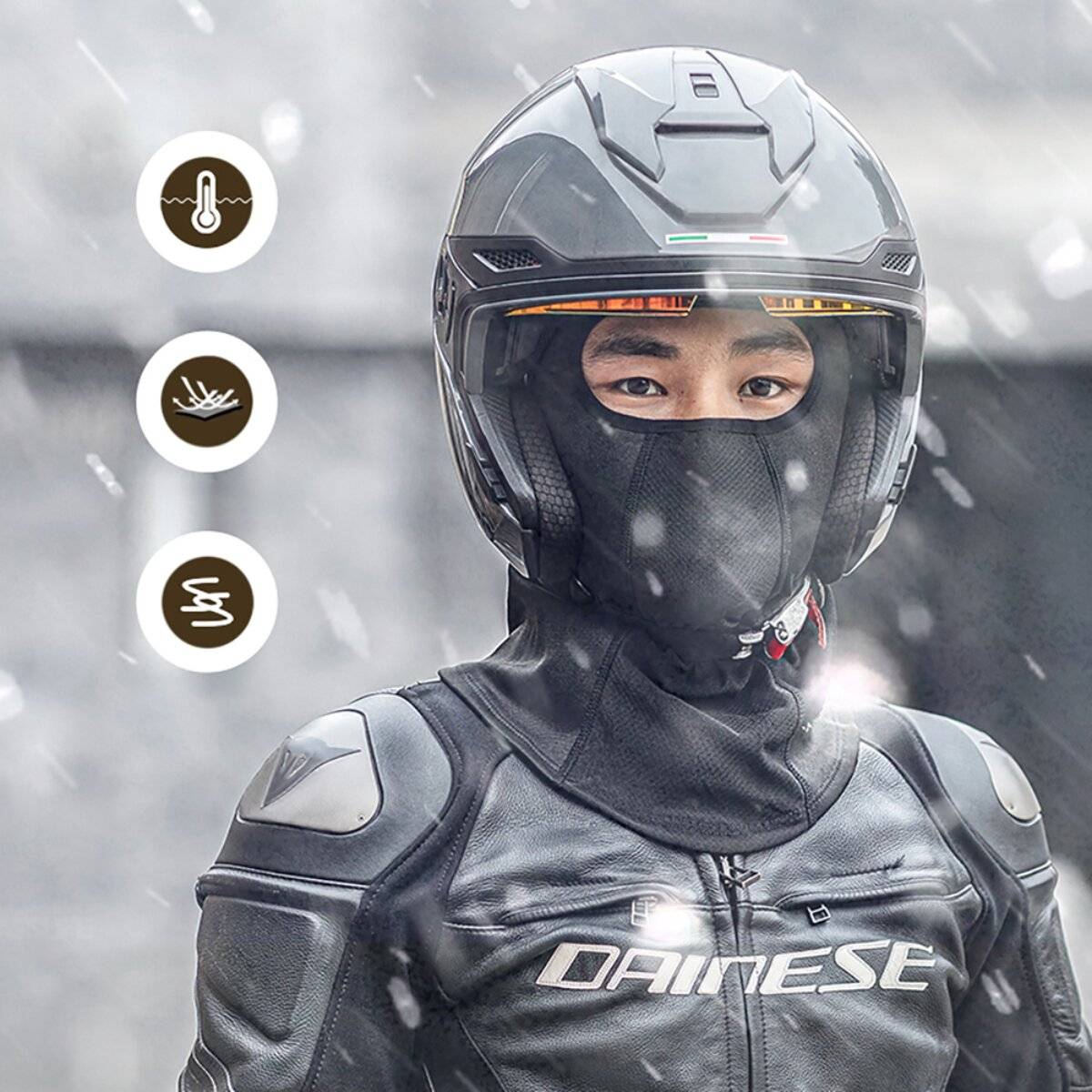 Wozinsky WKM-03B Passamontagna invernale per moto e bicicletta con isolamento nero-3