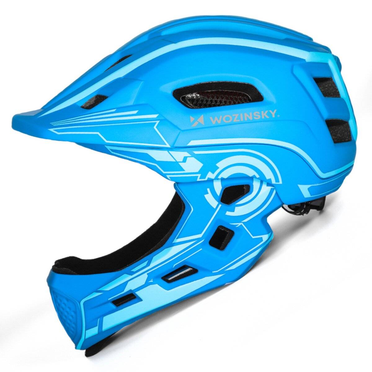Casco integrale per bambini Wozinsky con luce posteriore USB, taglia S (52-56 cm), blu-1