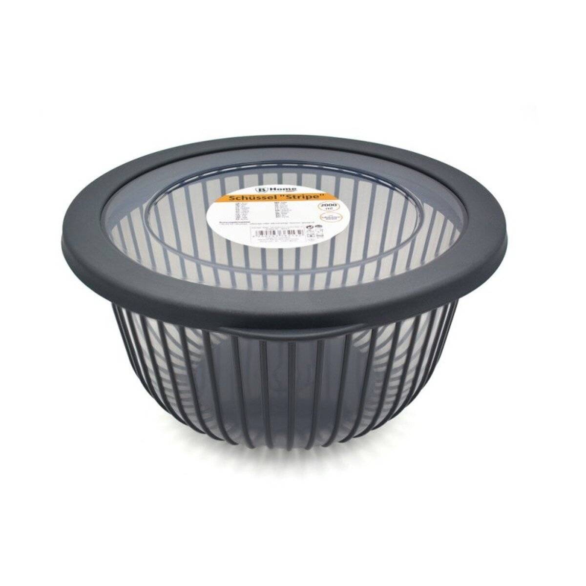 Ciotola portaoggetti con coperchio ermetico a righe - antracite 2000 ml-2
