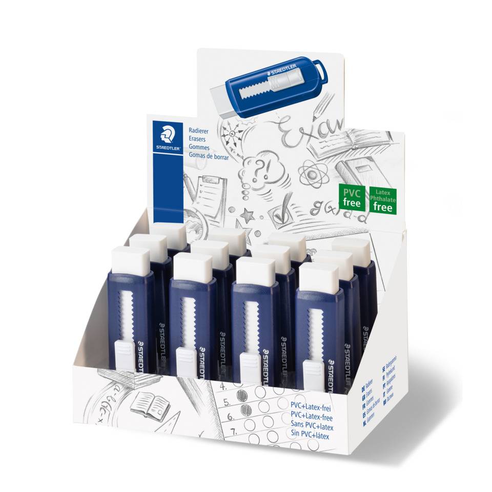 Staedtler 525 PS gomma per cancellare Blu Bianco 12 pz (Viskelder PVC frit m/skub funktion bl)-2