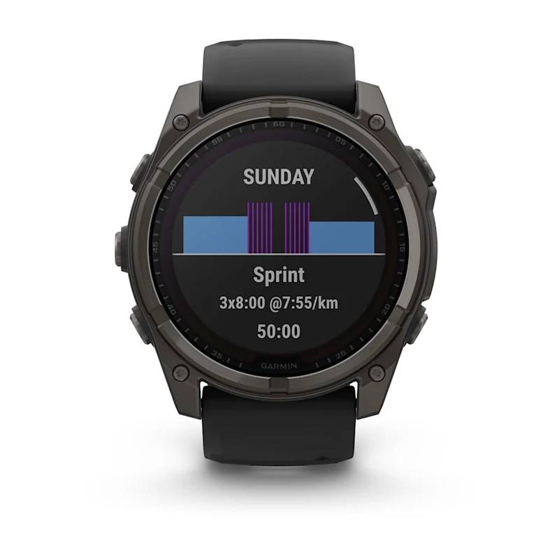 Garmin Fenix 8, 51mm, Sapphire Solar, Carbon Gray Dlc Titanium Con Cinturino Black-2