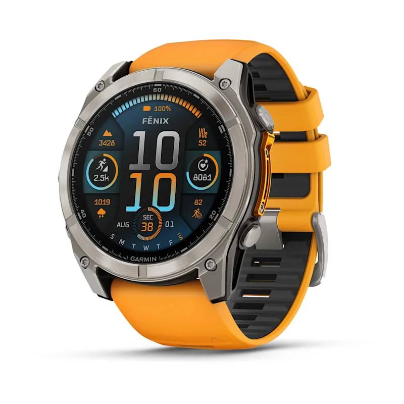 Garmin Fenix 8, 51mm, Sapphire Amoled, Titanium Con Cinturino Spark Orange-0