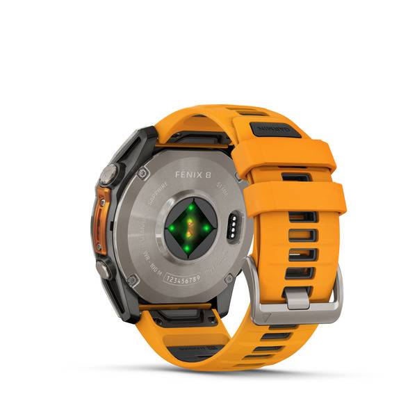 Garmin Fenix 8, 51mm, Sapphire Amoled, Titanium Con Cinturino Spark Orange-1