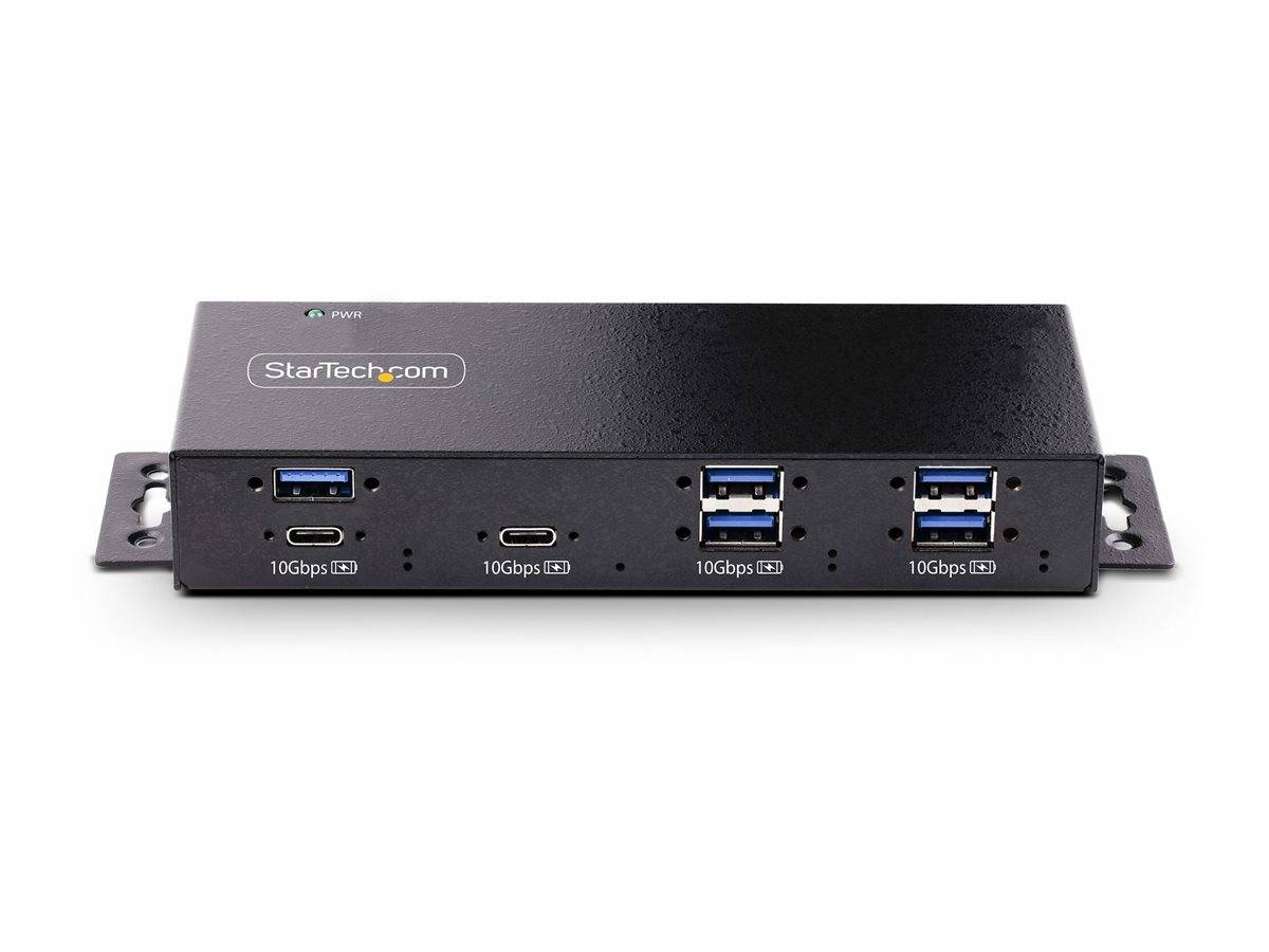 StarTech.com Hub USB a 7 porte industriale da 10 Gbps con alimentatore, in metallo, montabile, 5 porte USB-A e 2 porte-2
