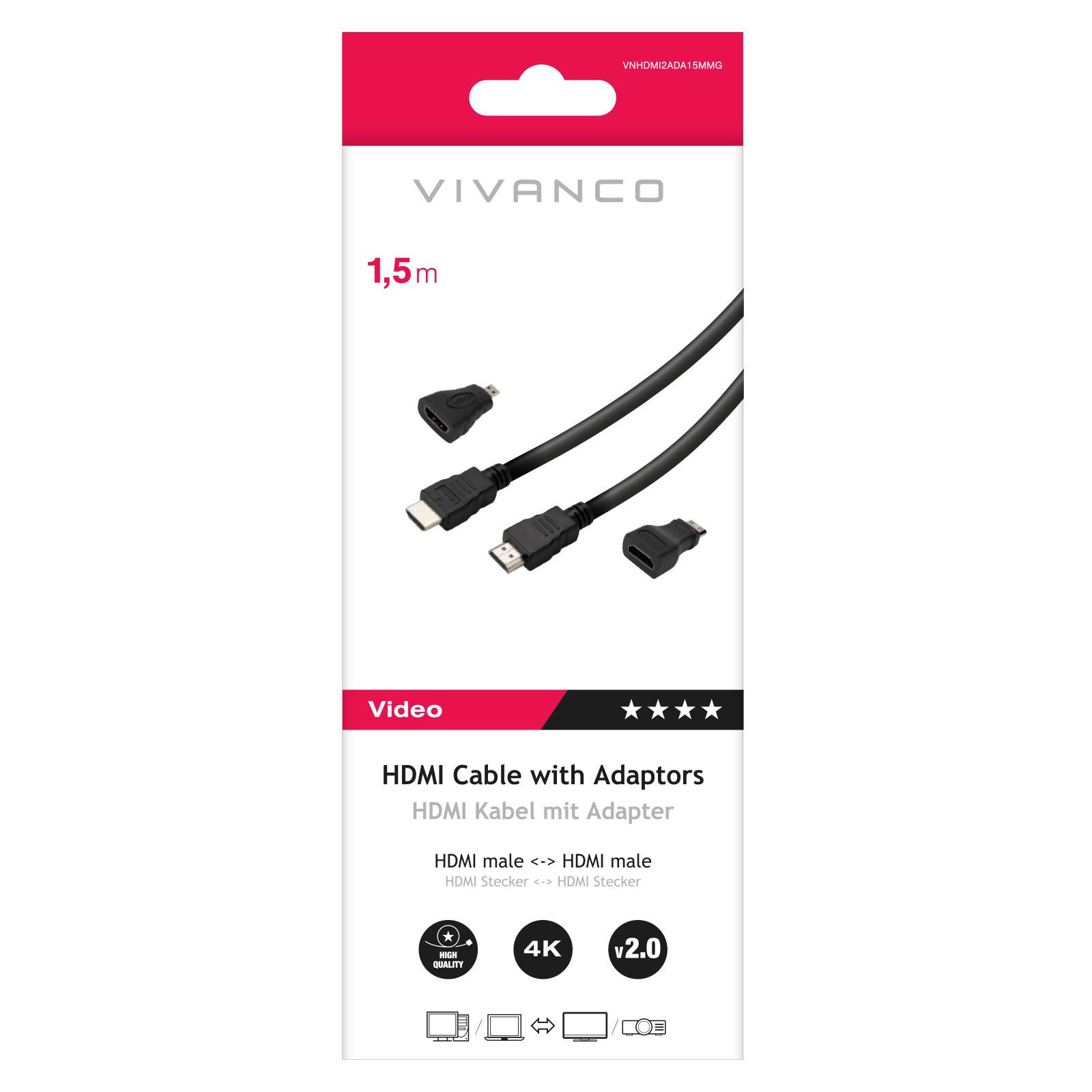 Cavo HDMI 2.0, 1,5m connessione fluida e immagini nitide per il tuo intrattenimento.-1