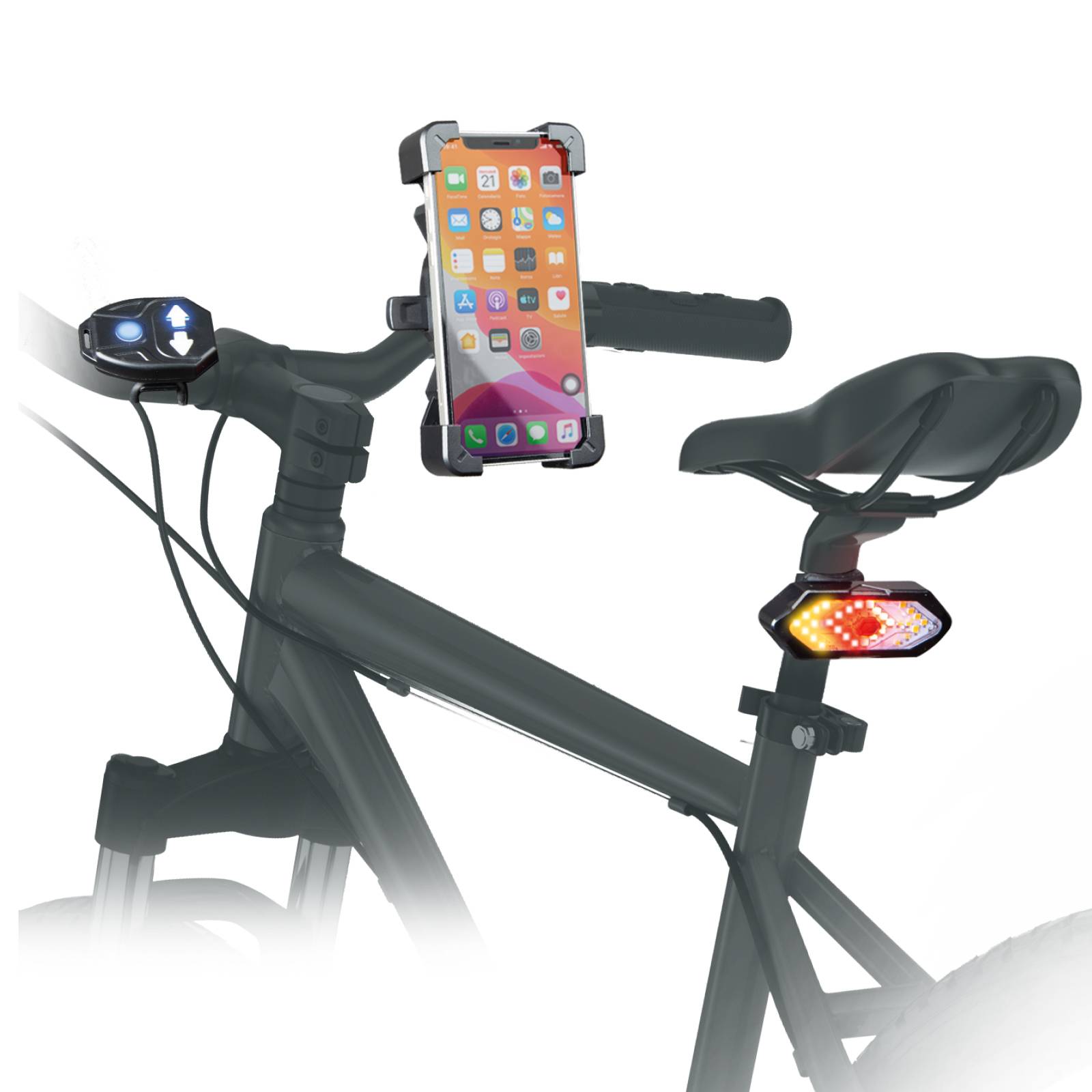 Kit luce wireless e supporto per smartphone da manubrio-0