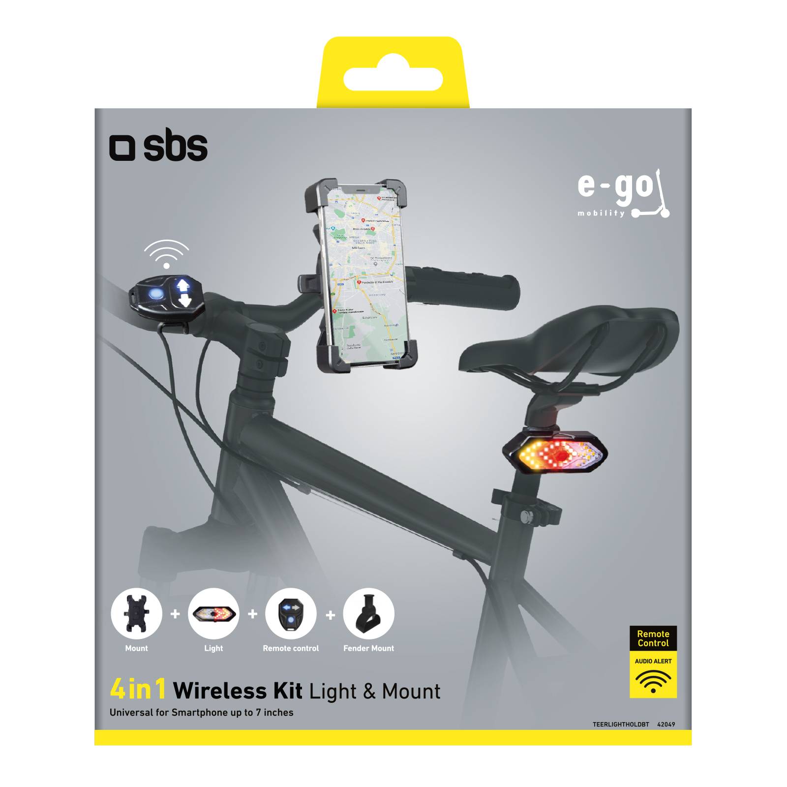 Kit luce wireless e supporto per smartphone da manubrio-1