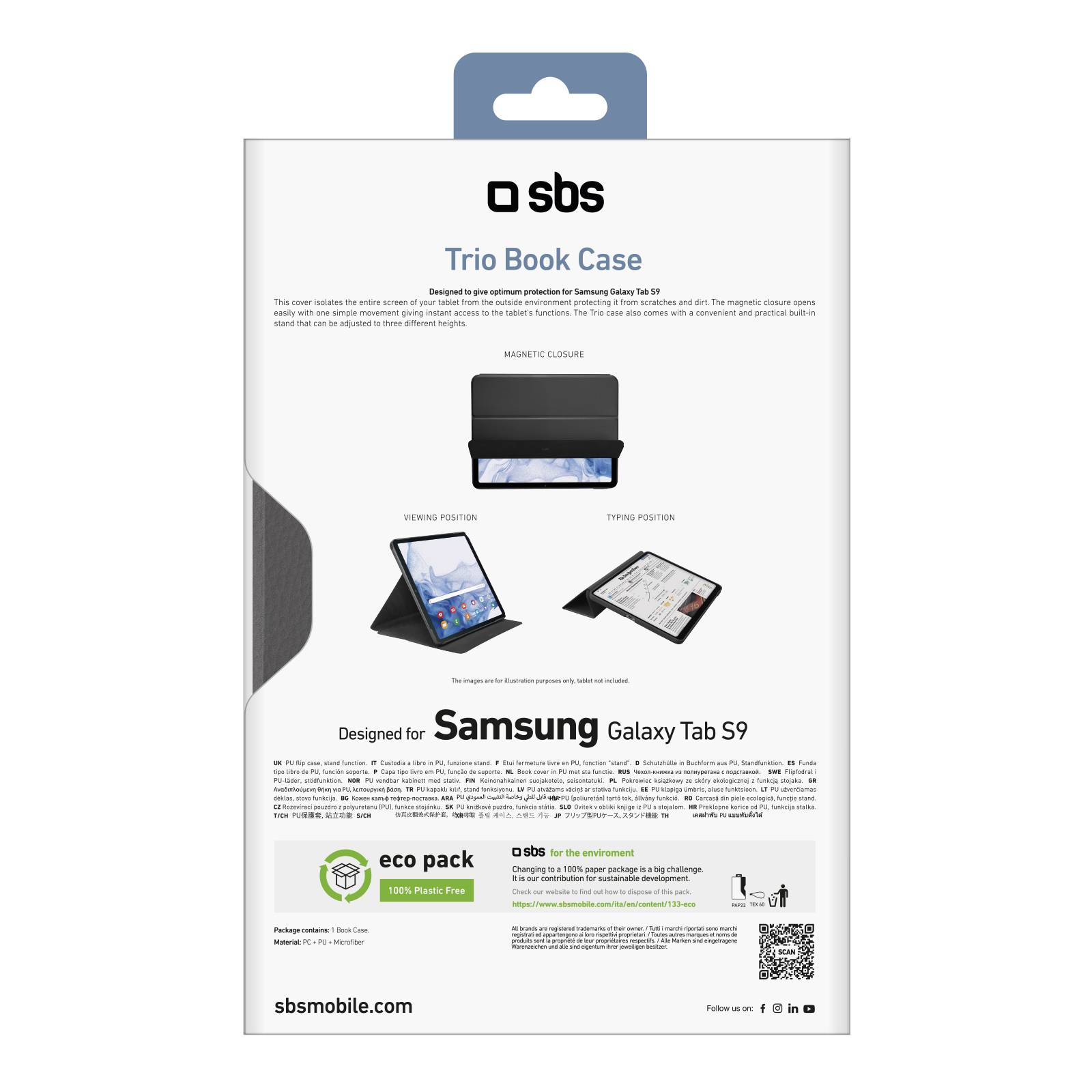 Custodia Book Pro con supporto a leggio per Samsung Tab S9 2023-2