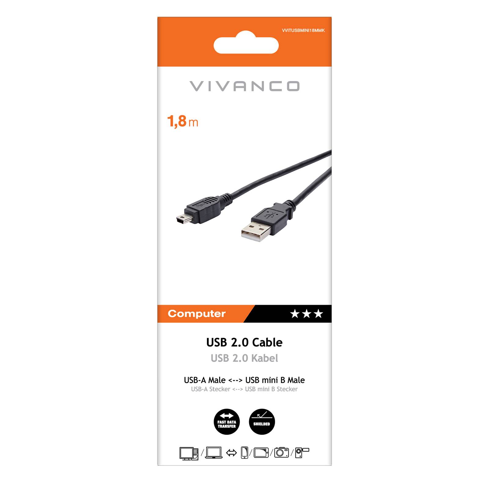 Cavo con USB Tipo A maschio e mini-USB maschio-1
