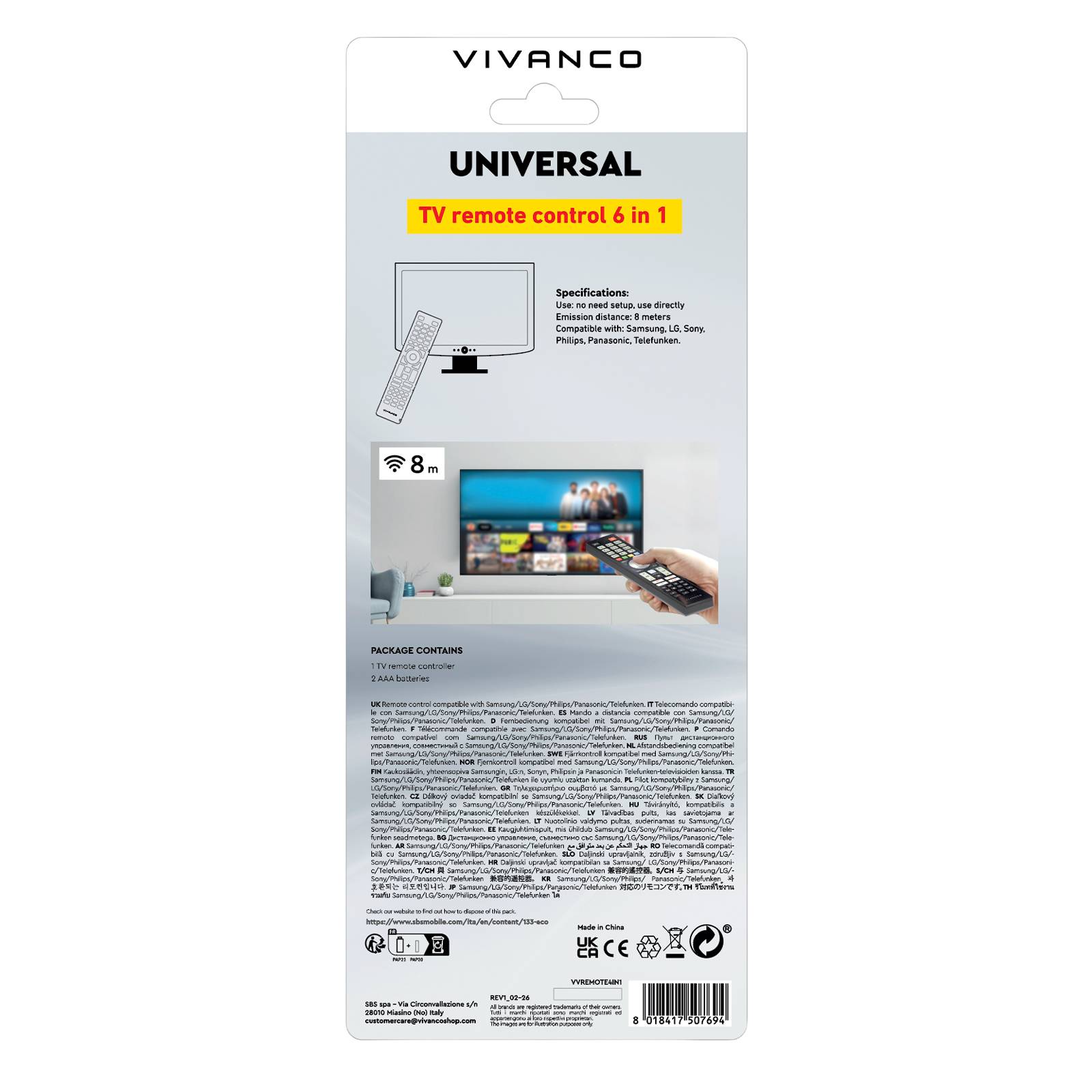 Telecomando per TV Samsung, LG, Sony, Philips, Panasonic-2