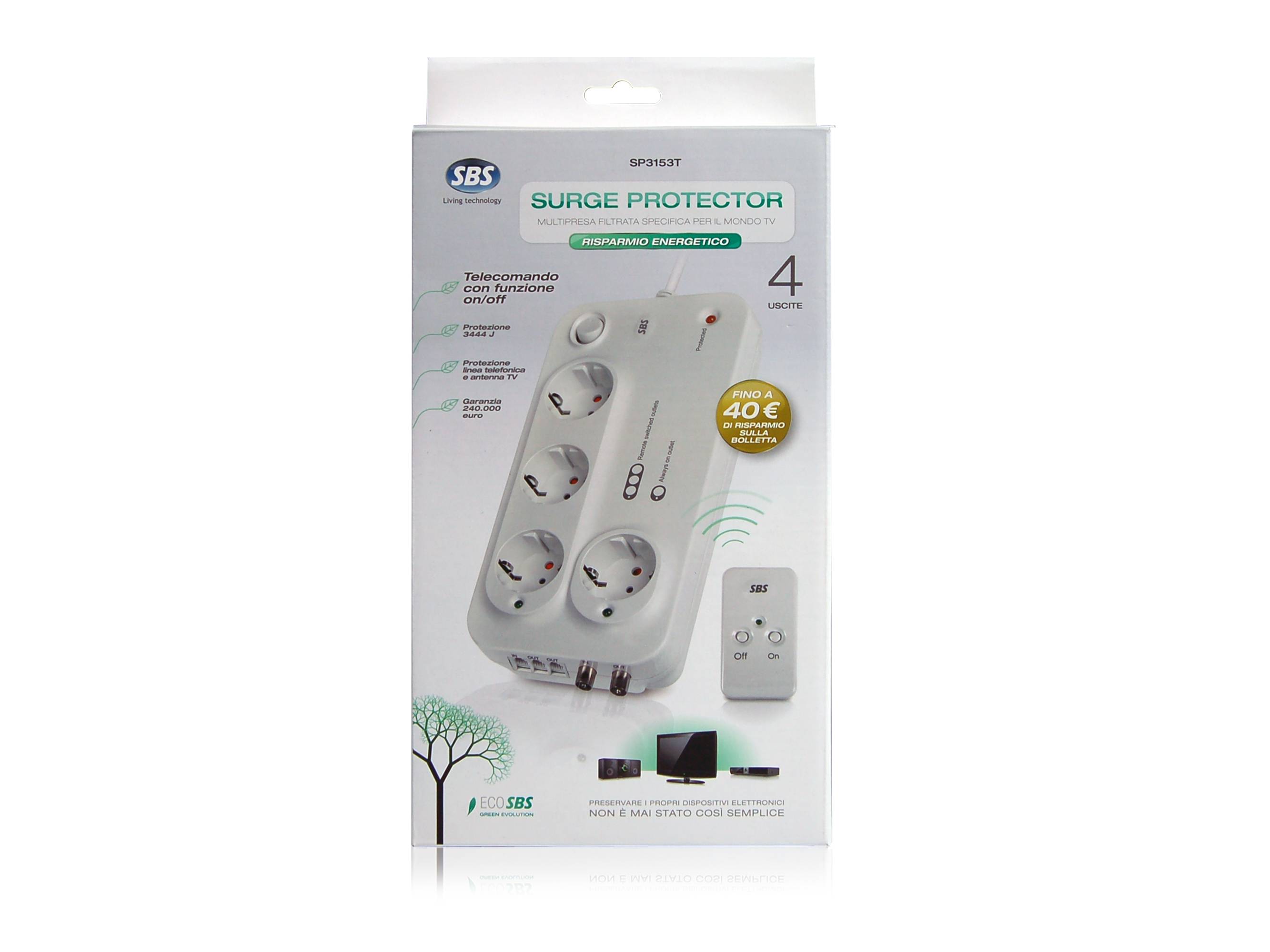 Multipresa filtrata, protezione linea telefonica e antenna TV-1