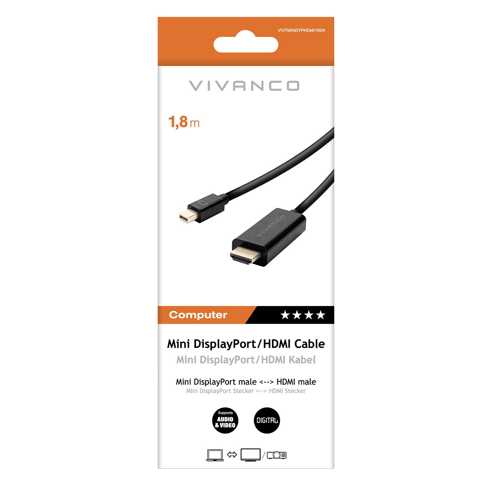 Cavo HDMI V1.4 con Ethernet a mini display port-1