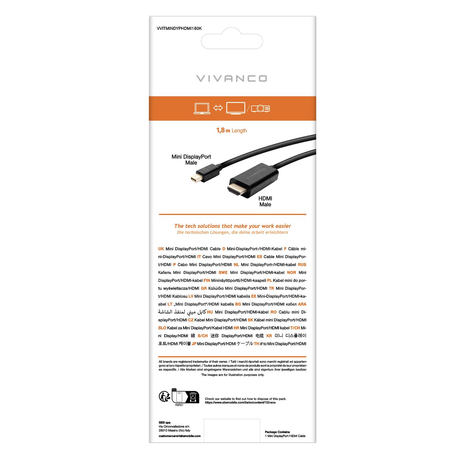 Cavo HDMI V1.4 con Ethernet a mini display port-2