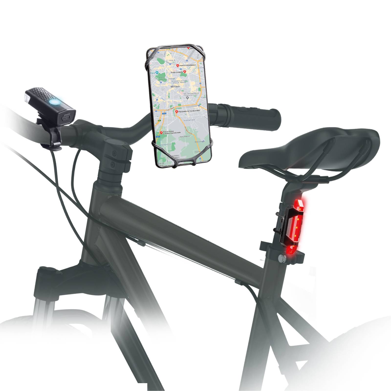 Kit luci e supporto per smartphone da manubrio-0