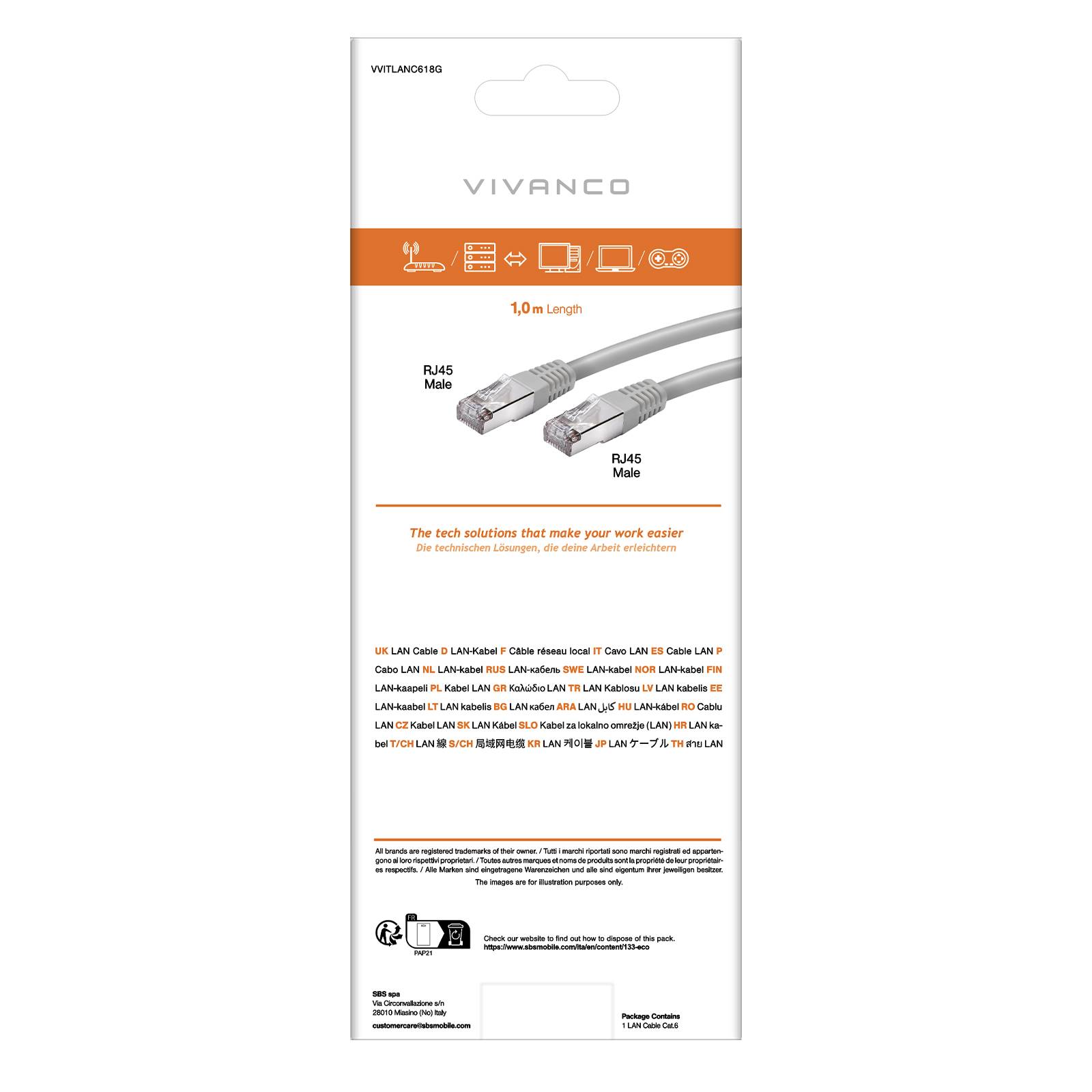 Cavo di rete per PC UTP, cat 6, connettori RJ45, colore nero, lungo 2 m-2